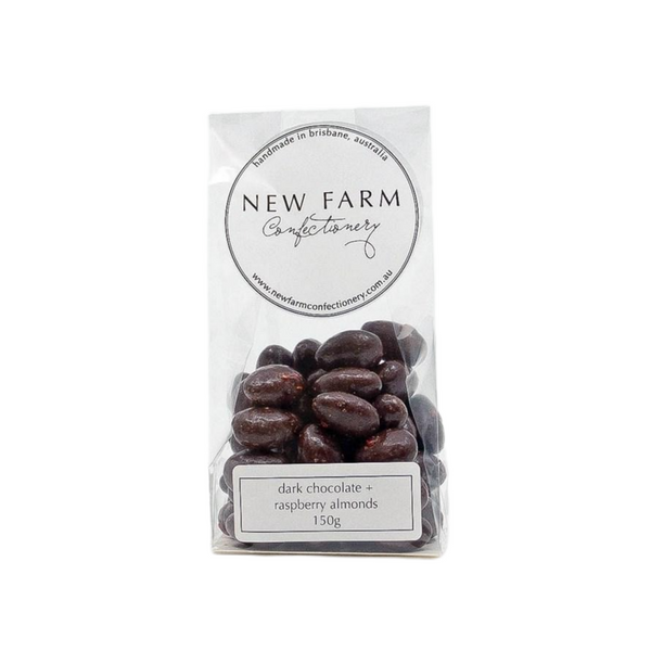 Dark Chocolate coated Raspberry Almonds 150g x 12pk