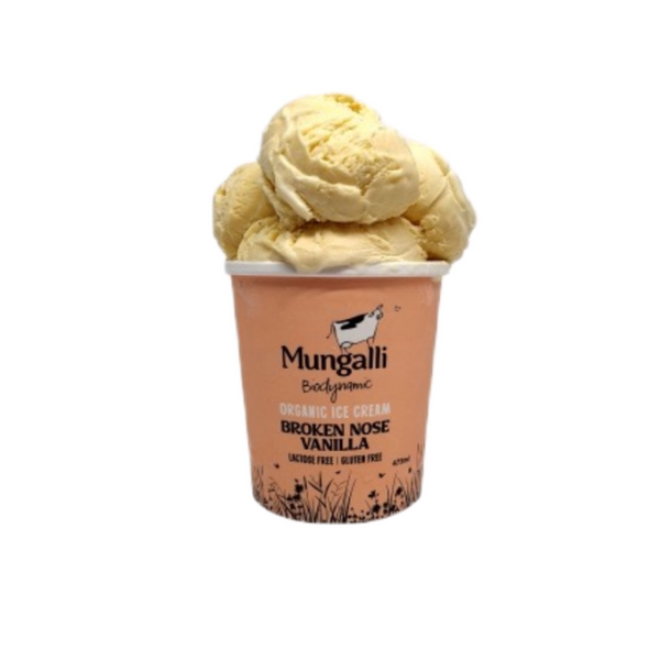 Mungalli Biodynamic Organic Ice Cream Broken Nose vanilla Ice Cream 110ml/475ml/1L (Available Pick-Up Only)